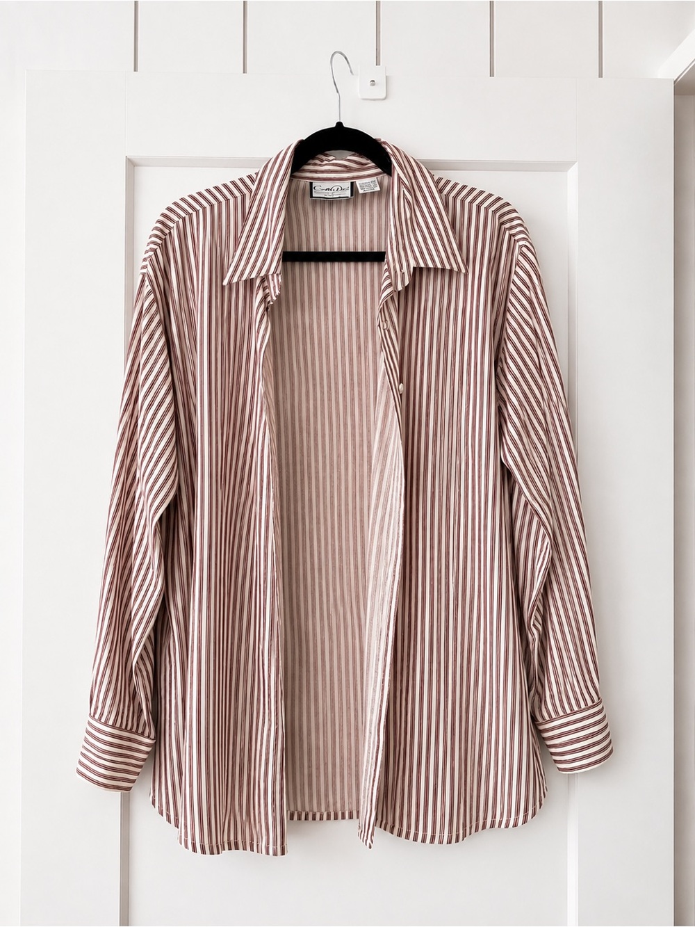 Classic Striped Button-Down Shirt - Cream & Brown